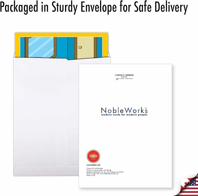 NobleWorks - Jumbo Birthday Greeting Card (8.5 x 11 Inch) - Cartoon Humor, Notecard with Envelope - Cat Question J3674BDG-US