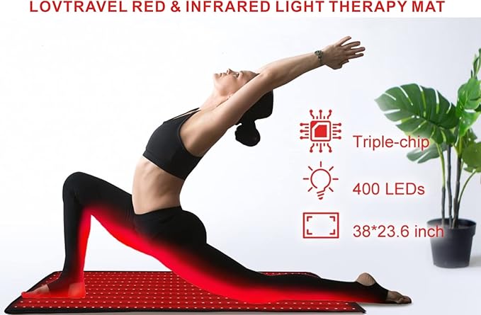 LOVTRAVEL LED 660nm Red Light Therapy Mat 38'' X 23.6'' 850nm Near Infrared Light Therapy Devices Large Pads for Whole Full Body Pain Relief