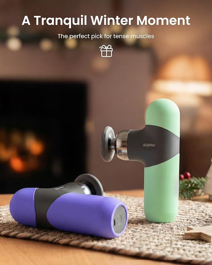 RENPHO Mini Thermal Massage Gun with Heat, Valentines Birthday Gifts for Women Men, Portable Deep Tissue Percussion Massager, Color Silicone Sleeves Travel Size with Carry Case, Spearmint