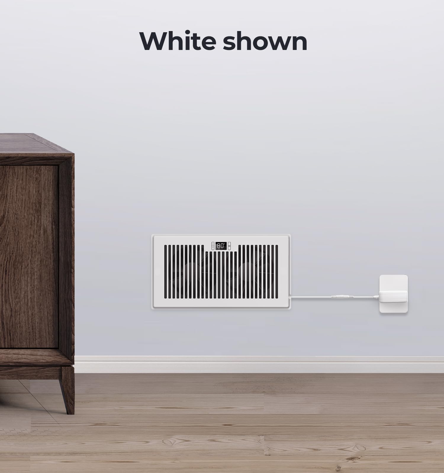 BIOWIND Quiet Register Booster Fan Fits 6" x 12" Register Holes, 10-Speed Smart Heating Cooling AC Vent Fan with Remote Control and Thermostat Control - White