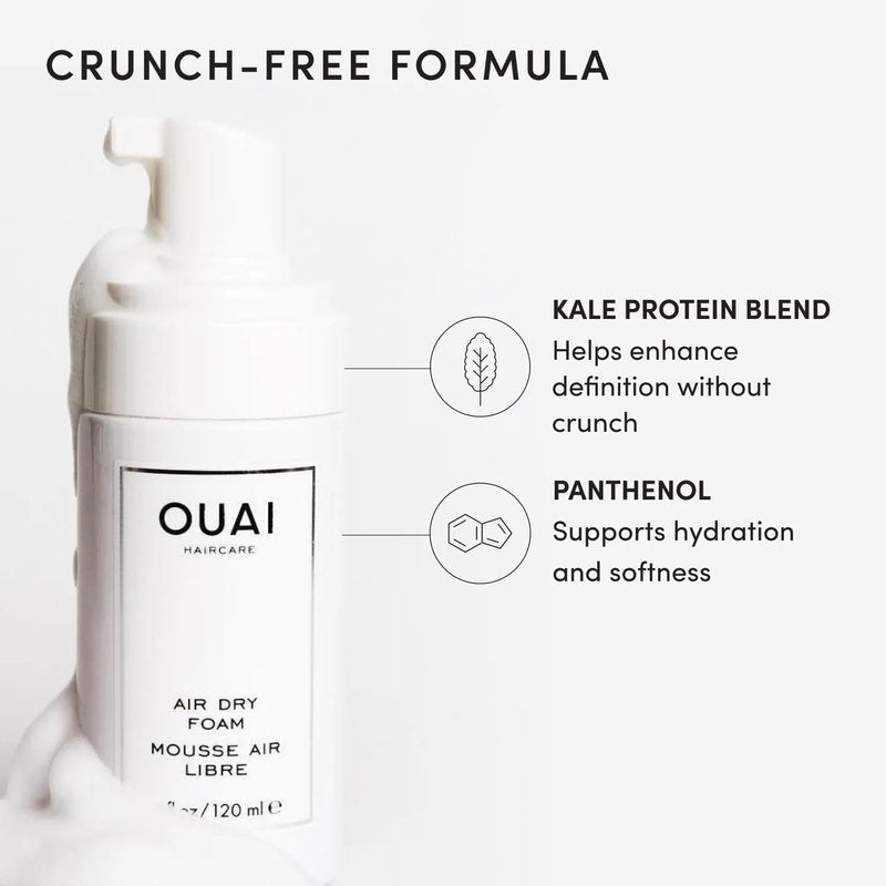 OUAI Air Dry Foam - Hair Mousse for Curly Hair & Beach Waves - Conditioning & Detangling With Kale and Carrot Extract - Paraben, Phthalate and Sulfate Free (4 Oz)
