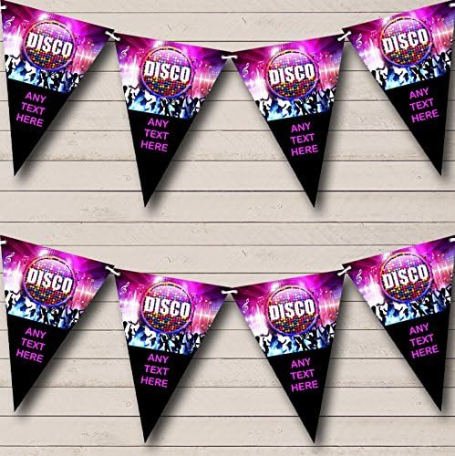 60's 70's 80's Disco Purple Personalized Birthday Party Bunting - Hanging Party Decoration - Birthday Party Banner Garland | Decorative Party Supplies
