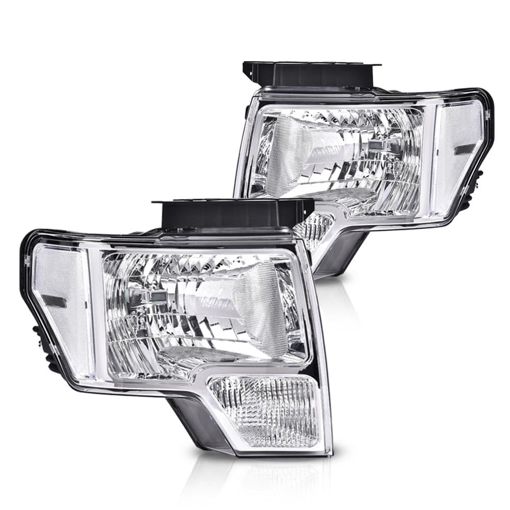 ALLGOOD Headlights Assembly Front Headlamps, Compatible with Ford F150 2009-2014, Left Driver & Right Passenger Side, Clear Lens