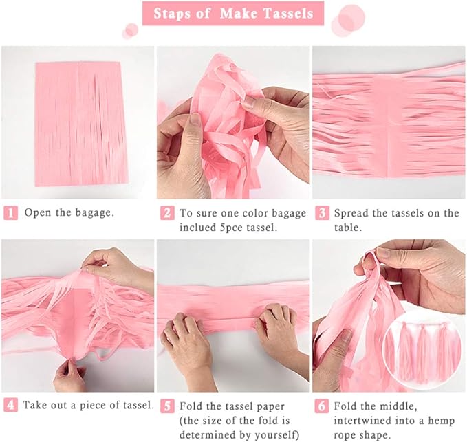 Pink Tissue Paper Tassel DIY Hanging Paper Decorations Party Garland for Parties, Weddings, Festivals, Baby Showers - 20PCS (PINK 35CM)