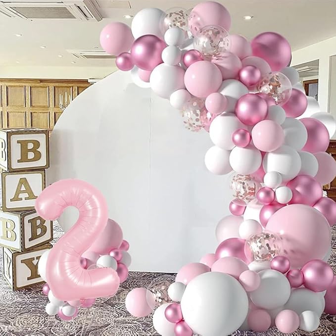 TONIFUL 40 Inch Pastel Pink Number 2 Balloon Balloon Big Pink Digital 2 Balloon for Girl's Birthday Party Wedding Bridal Shower Engagement Anniversary Photo Shoot Supplies