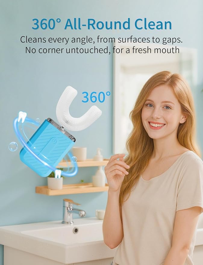 U-Shaped Electric Toothbrush with 4 Cleaning Modes, U Toothbrush Adult with Magnetic Contact Charging, U Toothbrush for Busy Professionals & Travelers