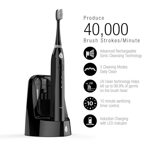 Pursonic S750 Sonic SmartSeries Electronic Power Rechargeable Battery Toothbrush Black