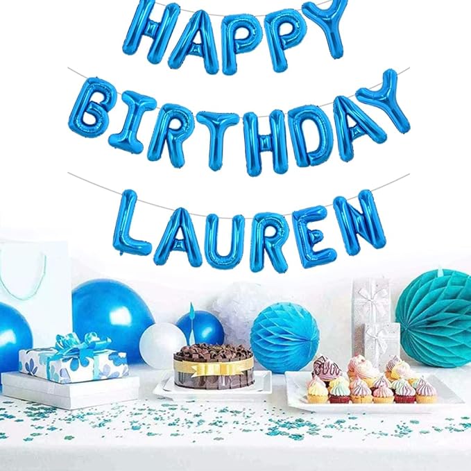 TONIFUL 65 Pcs 16 Inch Blue Happy Birthday Balloons and 2 Sets A-Z Foil Letters Balloons DIY Personalized Phrase Banner for Birthday Celebration Halloween Thanksgiving Christmas Party Decorations