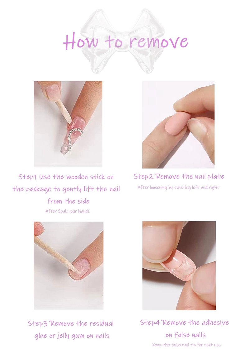 Press on Nails Long Square Summer Fake Nails Pink Full Cover False Nails with Cute 5D Heart Bear Charm Designs Glossy Glue on Acrylic Nails for Women Girls 24 Pcs