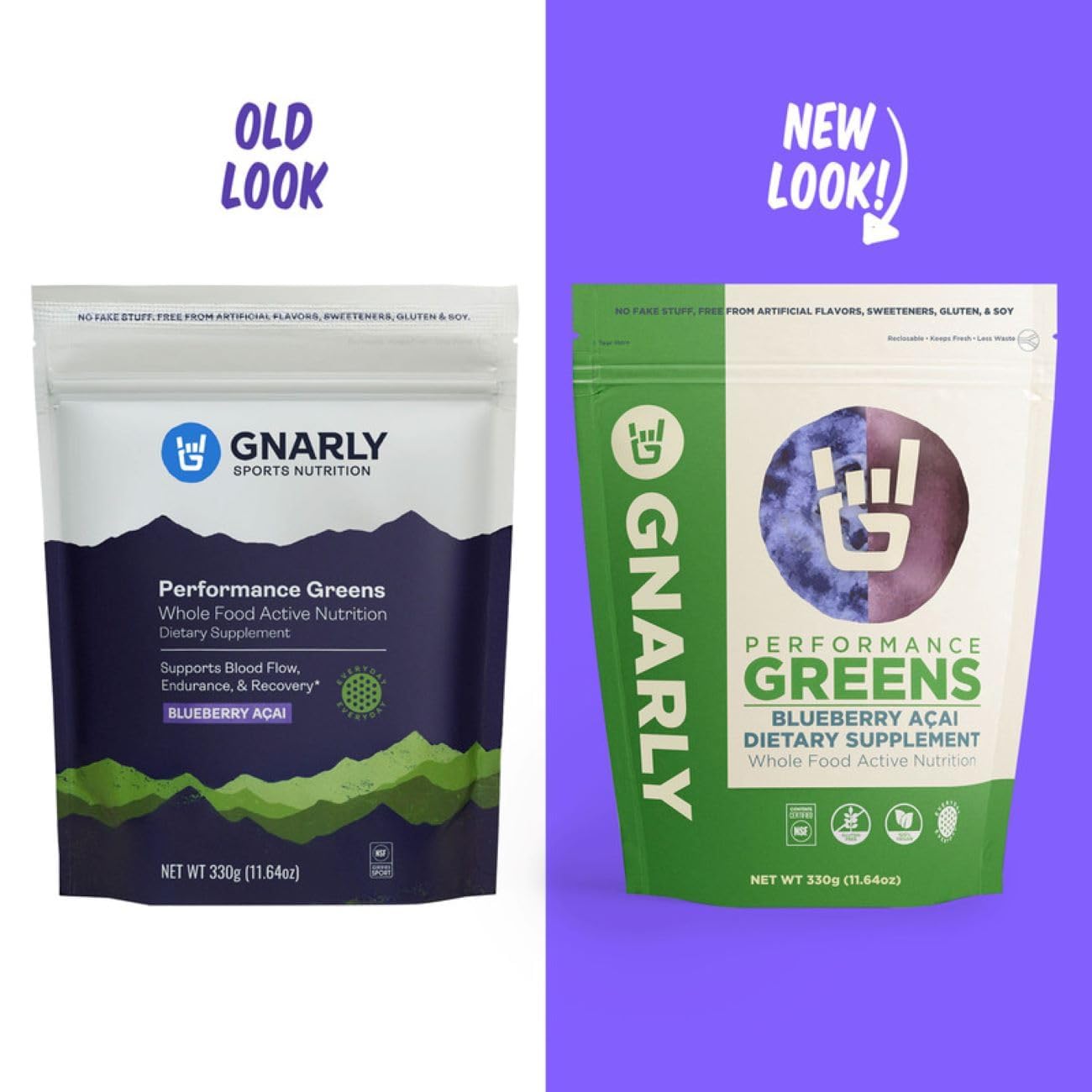 Gnarly Nutrition Greens Superfood Powder – Blueberry Acai Performance Super Greens Powder – NSF Sport Certified – Organic, Probiotics & Essential Micronutrients - Blueberry Acai, 11.64 oz