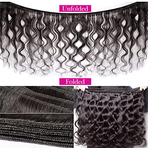 Aopusi Bundles with Closure Body Wave Bundles with Closure Weaves 4¡¿4 Free Part Lace Closure with 3 Bundles 100% Brazilian Virgin Remy Human Hair 150% Density Natural Color (14 16 18+12 Inch)