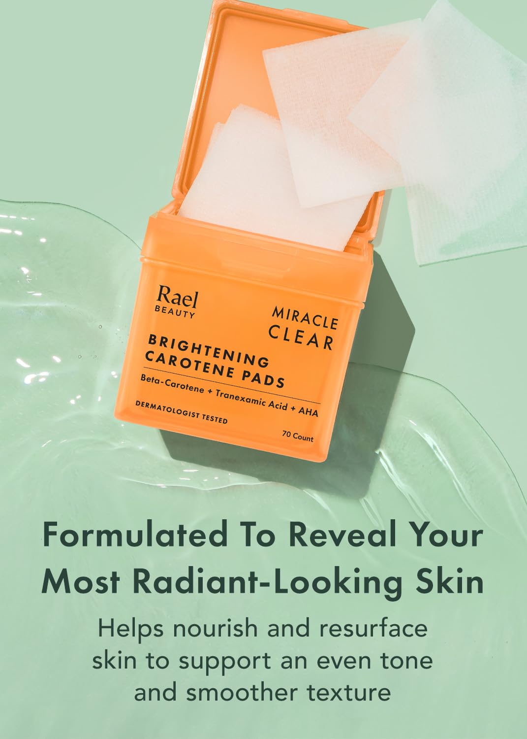 Rael Miracle Clear Toner Pads for Face, Dual Exfoliating & Soothing (70 Ct)