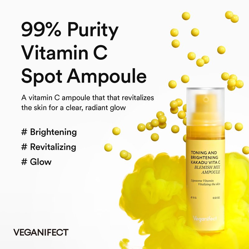 VEGANIFECT Vita C Ampoule, Dark Spot Correction, Boosting Skin Luminosity, Korean Skin Care, Vegan,0.5 Fl Oz