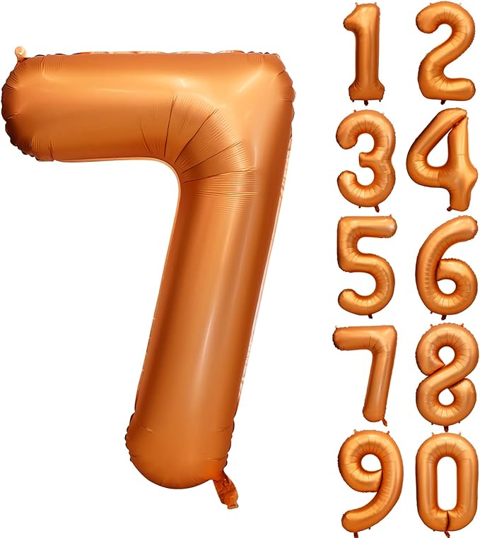 40 inch Orange Number Balloon Giant Foil Helium Balloons for 7th Birthday Party Decorations