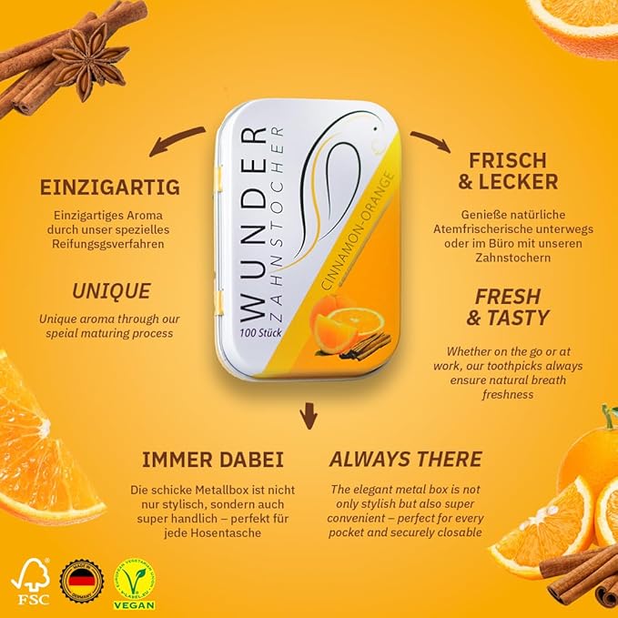 Wonder Toothpick - Flavored toothpicks - Stop Nail Biting - Fresh Breath with Flavored toothpicks - Teeth Cleaning to go - Sugar-Free, Vegan