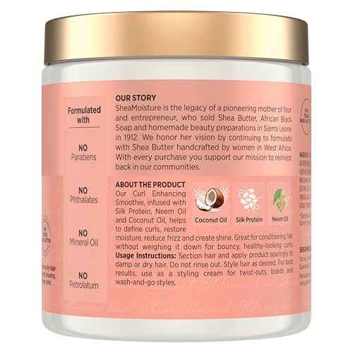 SheaMoisture Curl Enhancing Smoothie Hair Cream Coconut and Hibiscus for Thick, Curly Hair Sulfate Free and Paraben Free Curl Cream 20 oz