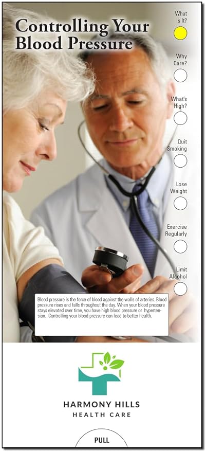 ZOCO - Controlling Your Blood Pressure Slide Chart - Custom Promotional Item (Pack of 250) - Prevention and Symptoms Guide, Brochure - Doctor’s Office, Clinics, Pharmacies Handout - 3.75 x 8.5 in.