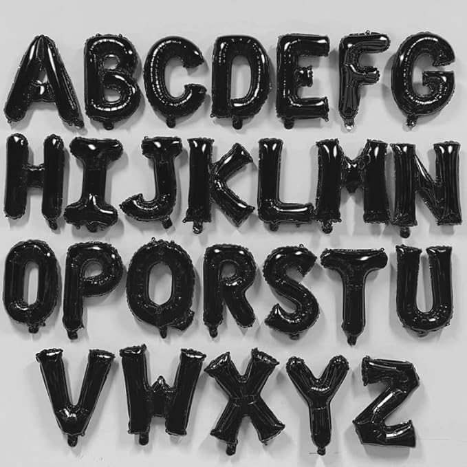 Letter Balloons 16 Inch Mylar Foil Alphabet Balloon Letter A-Z Black Balloons Set for Wedding Birthday Party Decoration Banner 26pcs (black)