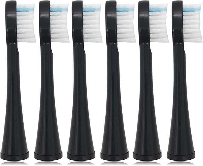 SF-03W Replacement Heads fit for Waterpik Sonic Fushion SF-02W, SF-01W, SF-04, with Brush Head Cover 6 PCS, Black