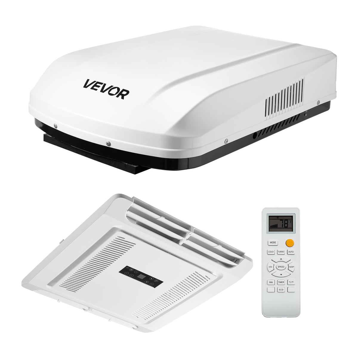 VEVOR RV Air Conditioner, 15000 BTU RV AC Unit, 120V Non-Ducted Rooftop Air Conditioner with Heat Pump and Cooling, Variable Spe