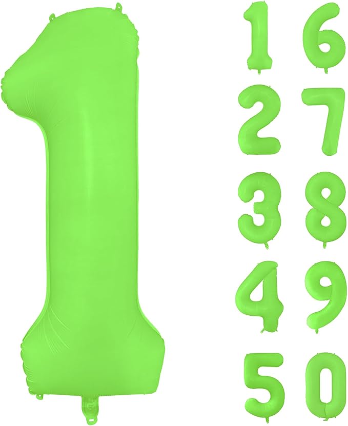Fluorescent Green Number Balloon 40 inch Giant Foil Helium Balloons Green Number 1 Balloon for 1st Birthday Party Decorations