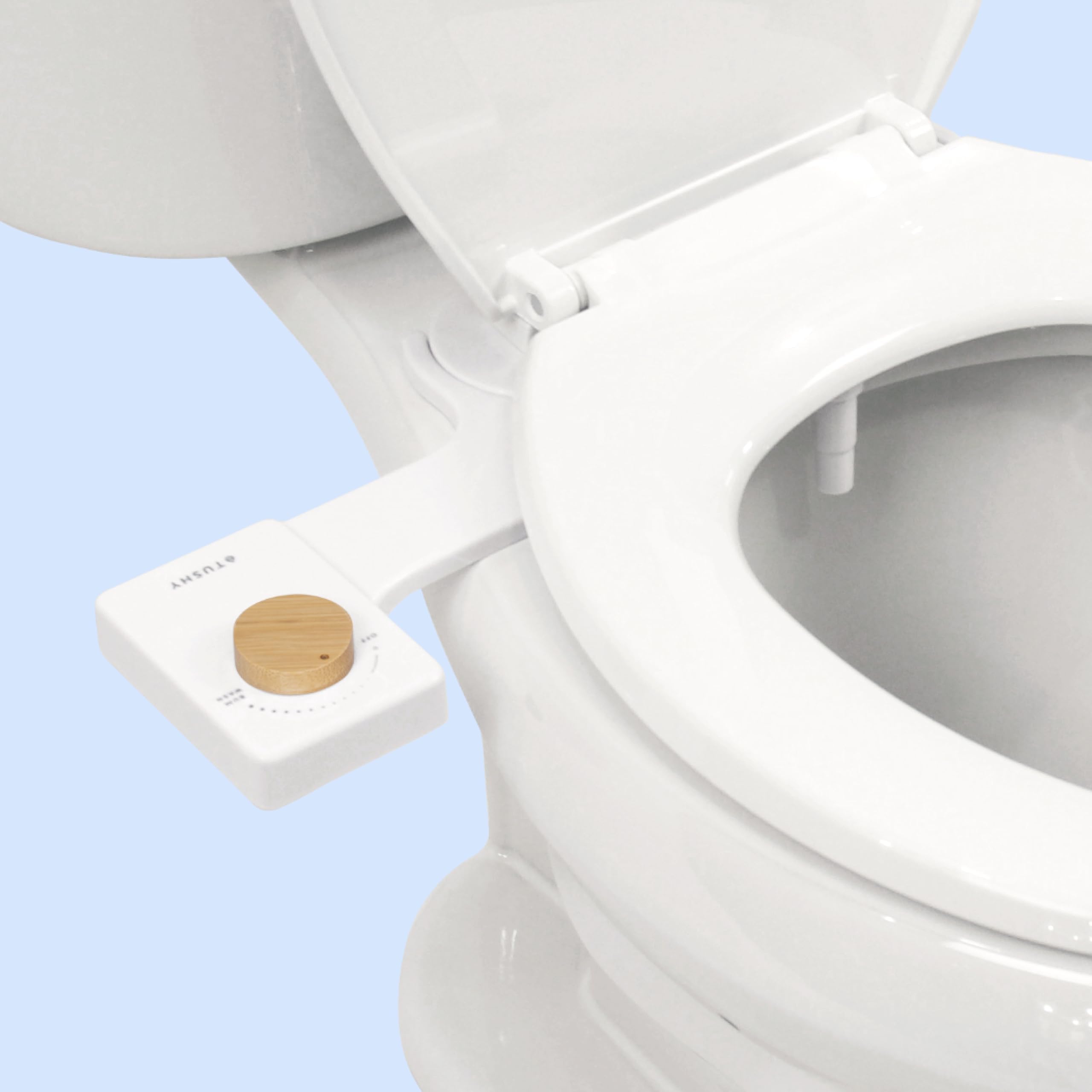 TUSHY Fresh Ultra-Slim Starter Bidet Attachment for Toilet | Non-Electric, Adjustable Water Pressure, Cool Water Rear Wash, Self-Cleaning | Fits Elongated & Round Toilets, Easy 10 Min Install, Bamboo