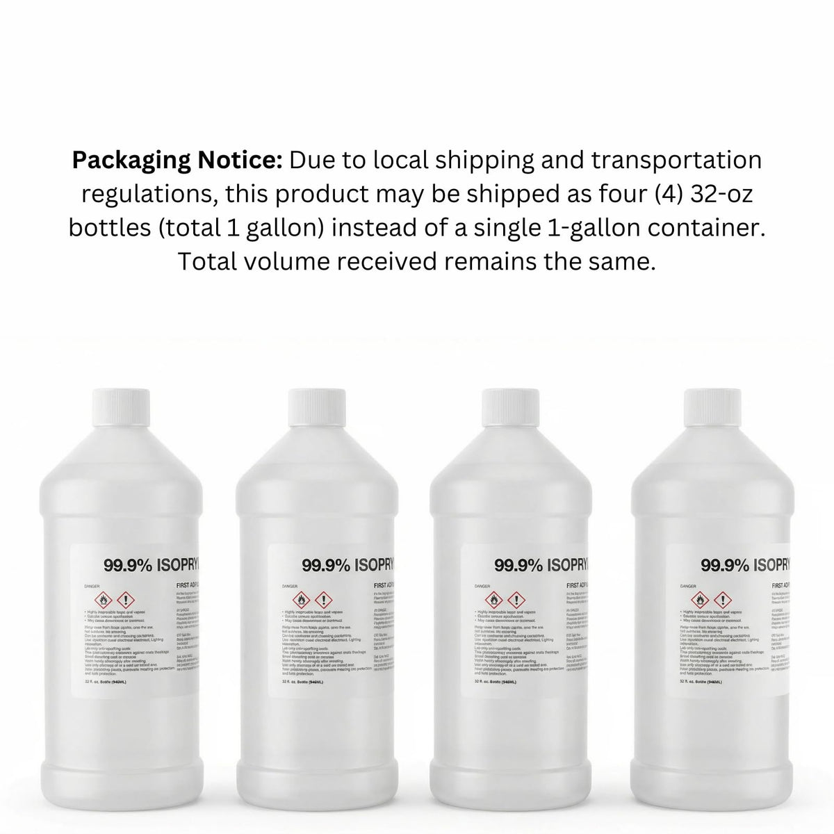 99.9% Pure Isopropyl Alcohol, 99.9 Percent IPA 4 Gallons, USP Grade, Made in The USA (4 * 1 Gallon, 512 fl oz)