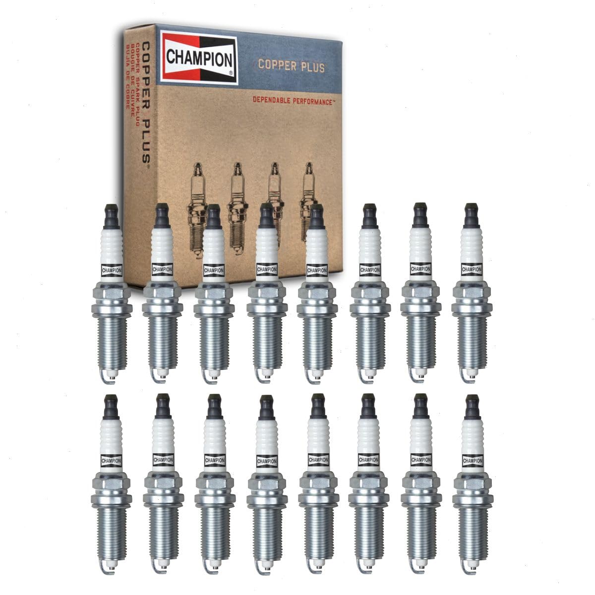 16 pc Champion Copper Plus Spark Plugs compatible with Jeep Grand Cherokee 5.7L V8 2009-2019