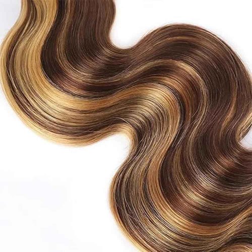 Honey Blonde Mixed Brown Body Wave Bundles T1BP4/27 Highlight Ombre Human Hair Bundles 24 26 28 Inch Grade 8A Brazilian Virgin Human Hair Extensions For Woman Double Weft