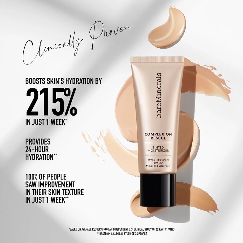bareMinerals Complexion Rescue Tinted Moisturizer for Face with SPF 30, Travel Size, Cedar 11, Vegan, Cruelty-Free & Dermatologist-Tested