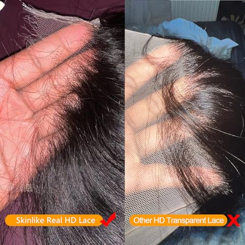 MEODI 6x6 Skinlike HD Lace Closure Only, Bleached Knot Pre-plucked Invisble Swiss HD Lace Straight Human Hair Closure 14 Inch