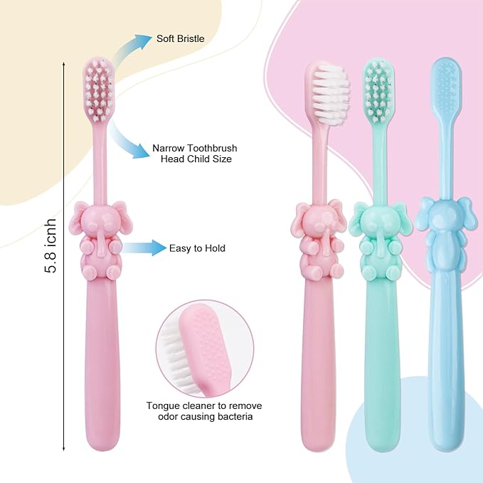60 pcs Bulk Dispodable Kids Toothbrushes Bulk Individually Wrapped,Kids Toothbrush for Age 2+ Toddler Children Toothbrush Set Soft Bristles Boys Girls Toothbrush