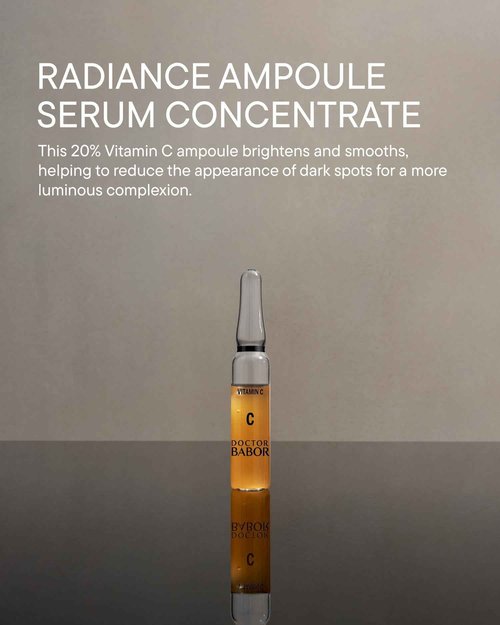 Doctor BABOR Radiance Ampoules Serum, 20% Vitamin C Treatment, with Hyaluronic Acid, High Dose, Face Pigment Spot Minimiser, for Smoother Skin with Glow, Against Wrinkles, 100% Vegan, 7 x 2 ml