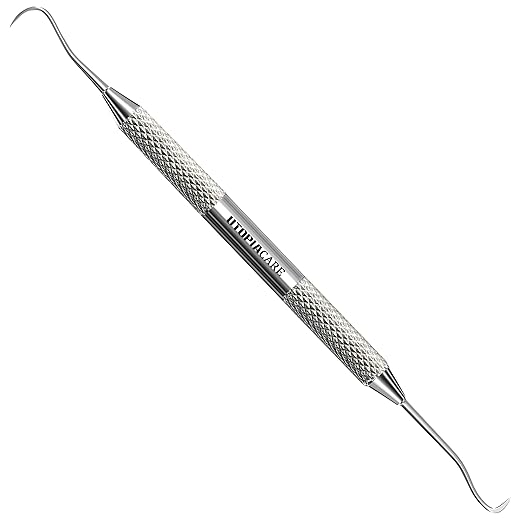 Utopia Care Professional Dental Tartar Scraper Tool, Dental Pick, Double Ended Tartar Remover for Teeth, Plaque Remover, Tooth Scraper, (1, Silver, 6.5 Inch)
