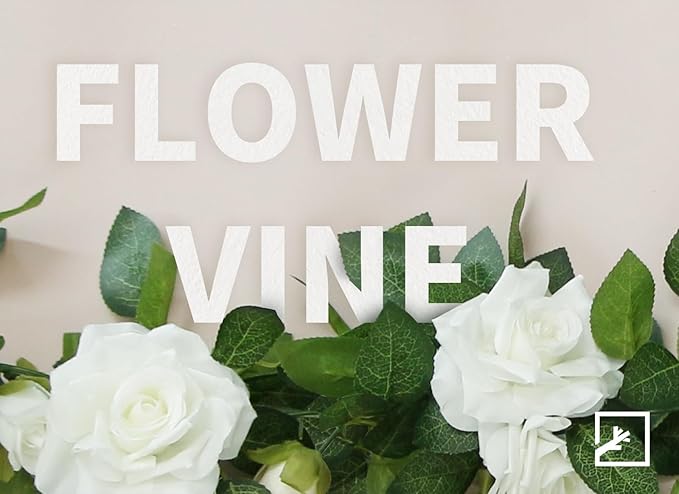 ZIFTY 5Pcs 32.5FT Artificial Rose Vine Fake Flower Garland White Fake Silk Floral Hanging for Wedding Arch, Garden Tea Party Backdrop Room Decor and Home Decoration Outdoor Wall Decor