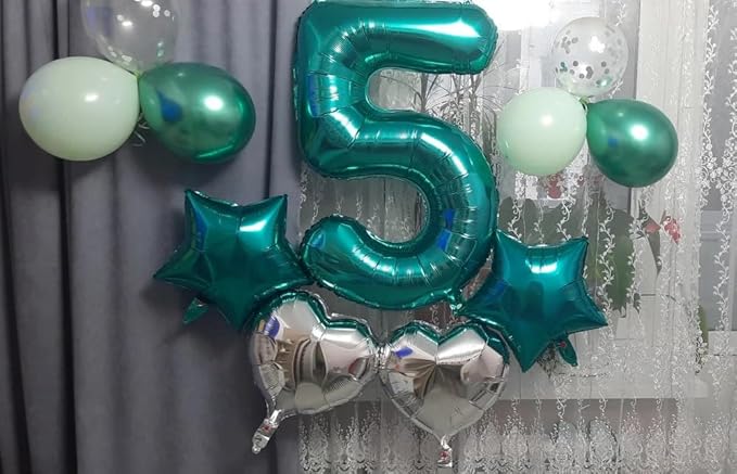Teal Number 5 Balloon 40 Inch, 5 Balloon Number, 5th Birthday Decorations, Teal Party Supplies for Boys Girls