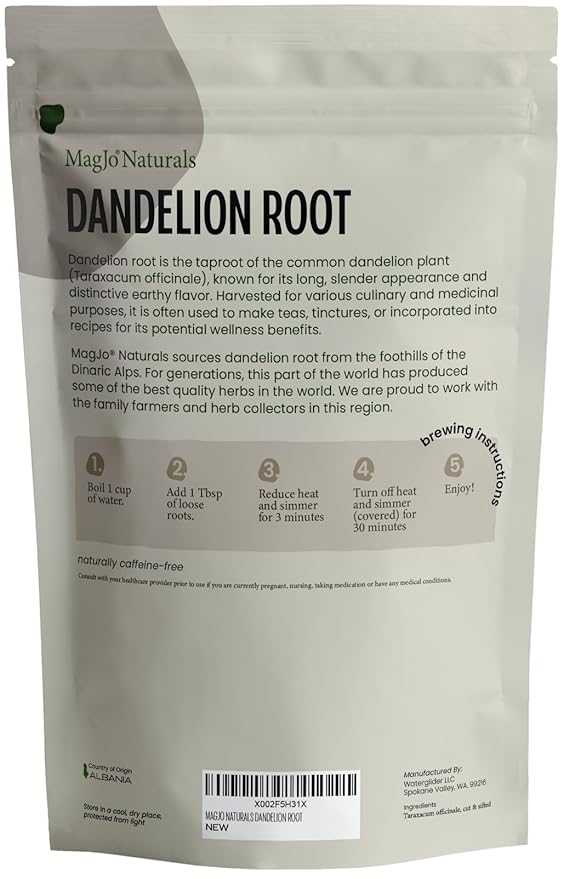 MagJo Naturals Dandelion Root, Raw, Not Roasted, Loose Tea (200+ Cups) (16 oz) 100% Wild-Crafted from Eastern Europe
