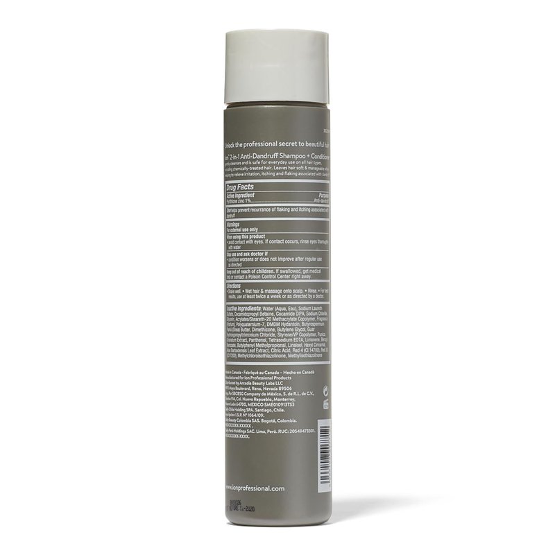 Ion 2 in 1 Anti Dandruff Shampoo & Conditioner, Gently Cleanses, All Hair Types, Relieves Irritation, Itching, and Flaking, Vegan, Paraben Free