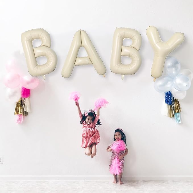 Biapian 40 Inch Giant Cream T Foil Balloons - Big Single Alphabet A-Z, Beige Large Aluminum Balloons for Birthday, Baby Shower, Wedding, Anniversary Party Decoration