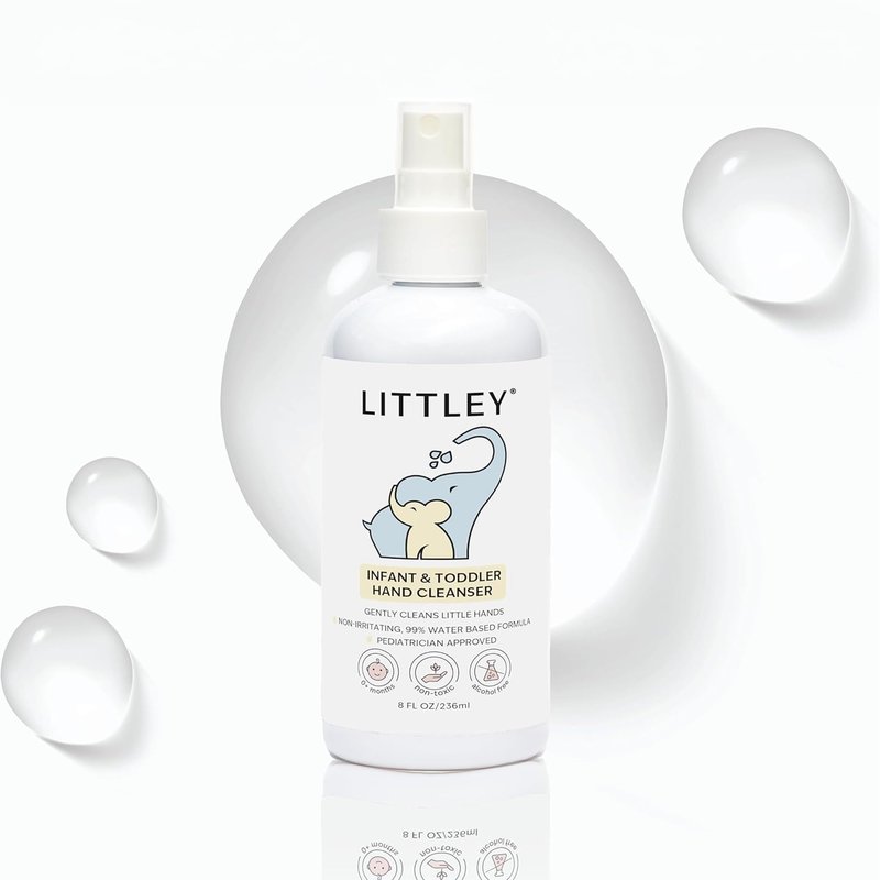 Littley Infant & Toddler Hand Cleanser | Alcohol-Free HOCl Spray for Delicate Skin | Fragrance-Free Formula | Gentle & Convenient Hand Mist | Portable Travel Size | 8 oz