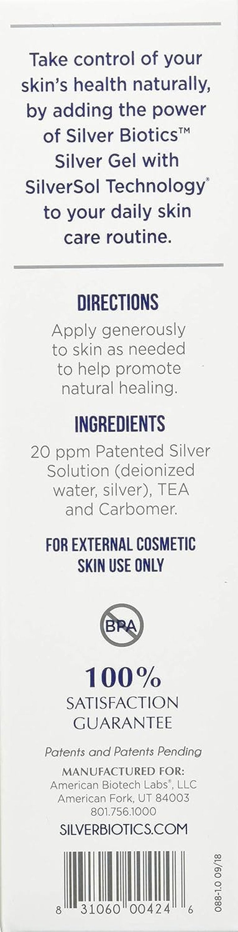 Silver Biotics First Aid Healing & Soothing Gel | Advanced SilverSol Technology | Amazing for Healing Skin from Scars, Burns, Wounds, Blemishes & More | 20ppm | 4 Oz (Pack of 2)