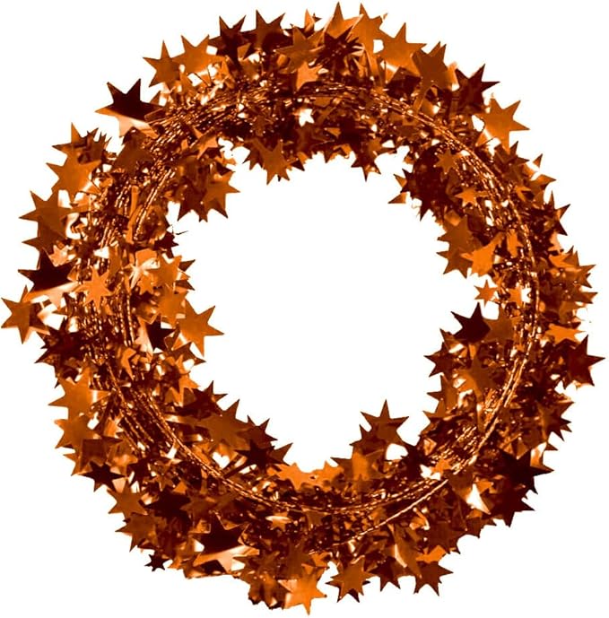 PMU 75 Ft Star Wire Shiny Garland Orange Star - Halloween, Christmas Party, Wedding, Birthday, Festive Home Decoration Ornament Orange Star (3pc-25Ft Each)