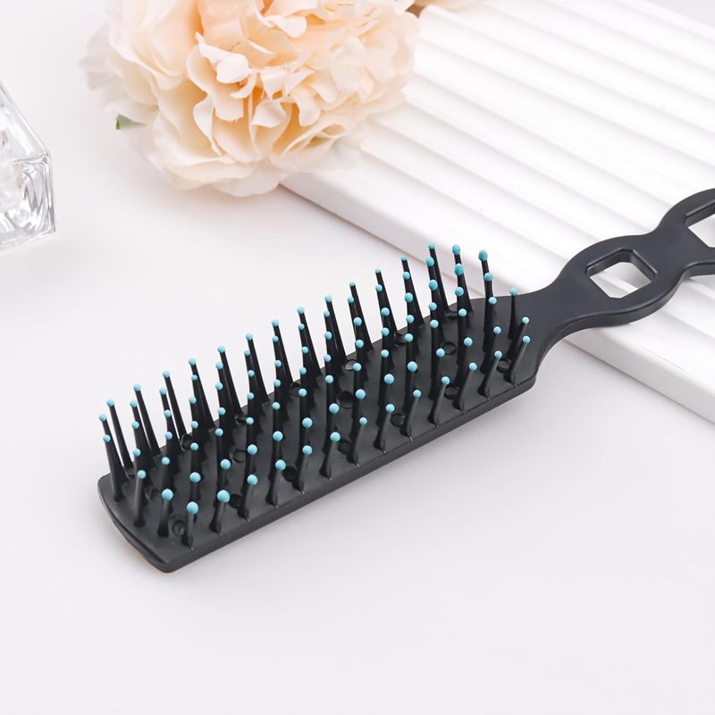 Gisdo 50 Pcs Hair Brush Combs Set in Bulk for Homeless Individually Wrapped Curly Thick Long Smoothing Hair Brush Detangling Hairbrush for Women Kids Hotel Homeless Nursing Charity (Black)
