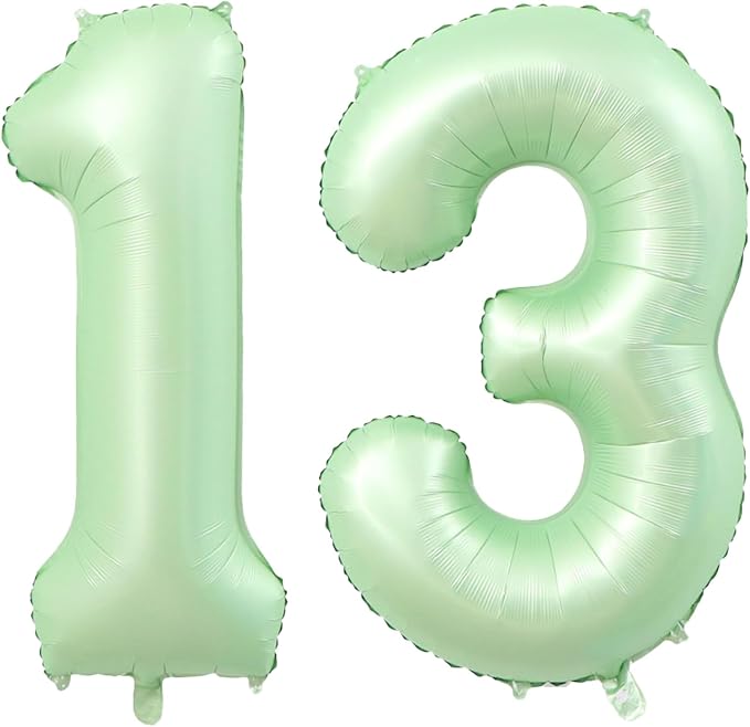 40 Inch Number 13 Balloons, Olive Green Giant Jumbo Helium Number 13 31 Foil Balloons for 13th 13th Birthday Party Anniversary Events Boys Girls Decorations Supplies