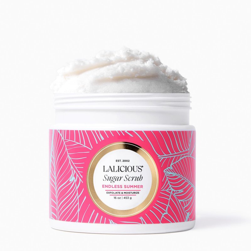 LALICIOUS Endless Summer Exfoliating & Moisturizing Body Scrub | Sugar & Coconut Oil | Pre-Shave Scrub for Ingrown Hairs & Razor Bumps | Gently Buffs & Smooths Sensitive Skin | No Parabens Large 16oz