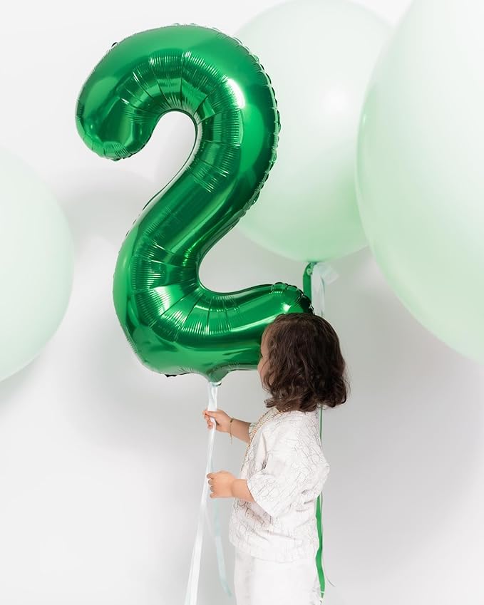 Green Number 7 Balloon 40 Inch, 7 Balloon Number, 7th Birthday Decorations, Green Party Supplies for Boys Girls