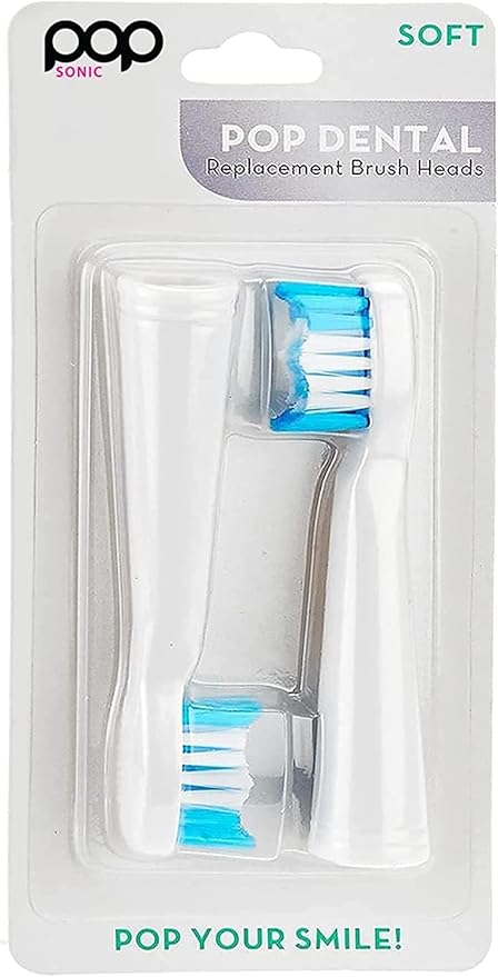 4-Pack Pop Sonic Replacement Electronic Toothbrush Heads, Compatible with Go Sonic, USB, Pro Sonic Toothbrushes w/Soft Dupont Tynex Nylon Bristles