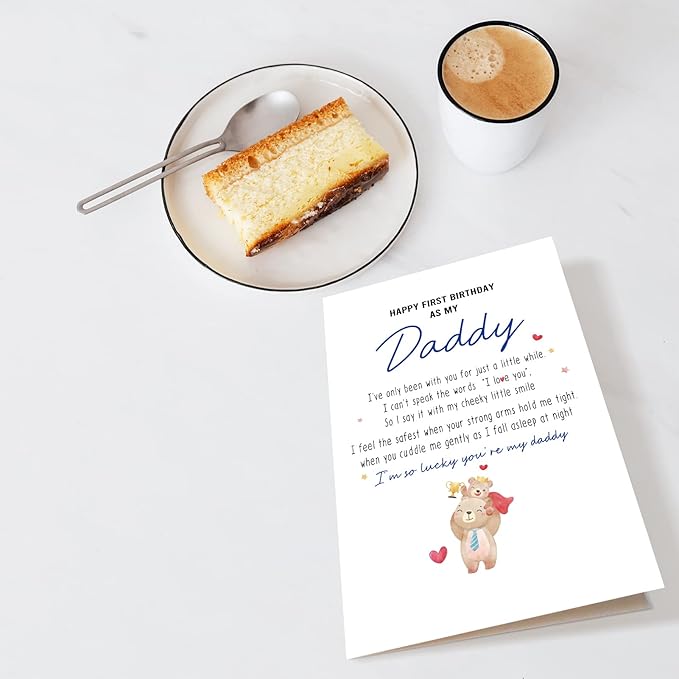 Chenive Happy First Birthday As My Daddy Card, Sentimental New Dad Birthday Card, Bear Themed 1st Daddy Birthday Card from Baby