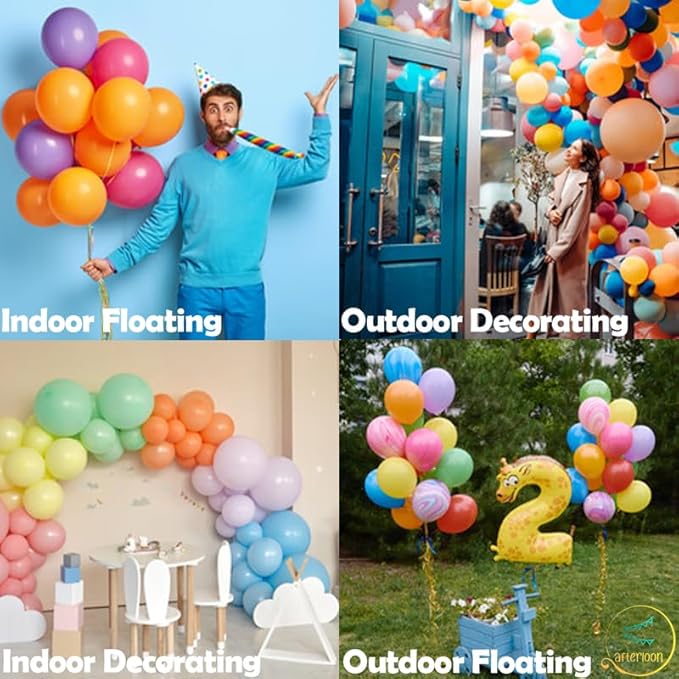 AFTERLOON® Biodegradable Balloons 24 pcs Ivory Cream 12 Inch, Matte Color Thickened Extra Strong Latex Helium Float, Multicolor Colorful Bulk Color ballon baloon Globos Para Decoration De Fiestas Kids