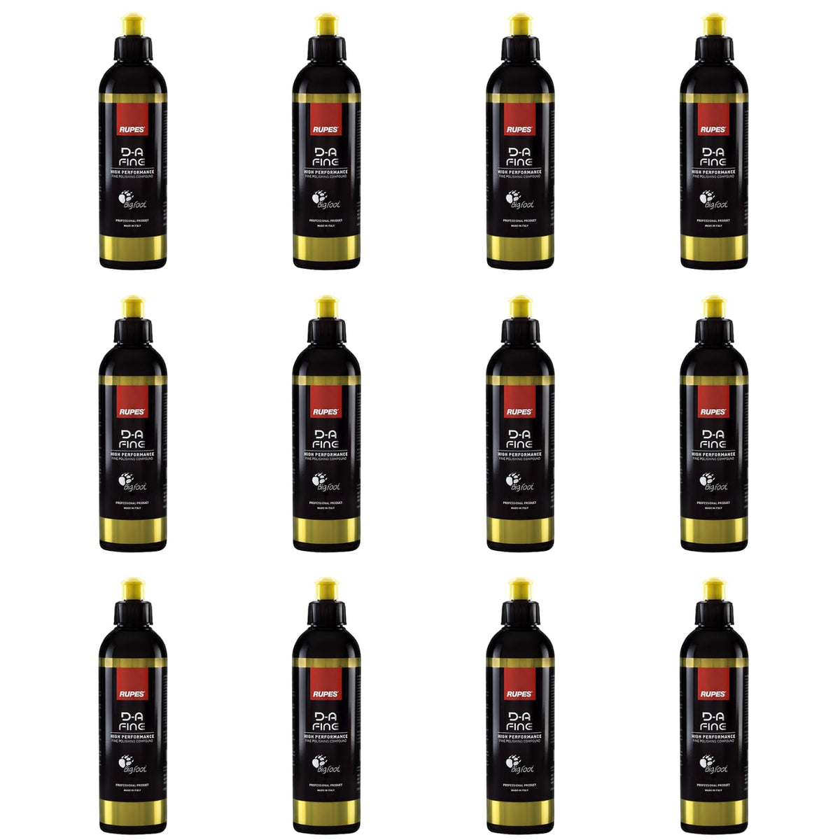 RUPES 9.DAFINE250 Pack of 12 Yellow 250 ml D-A Fine High Performance Fine Polishing Compound for Car Detailing & Removing Scratc